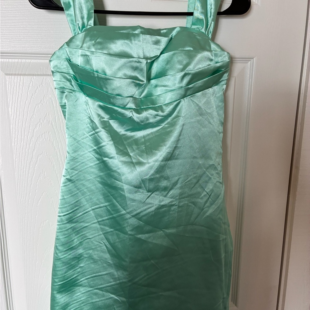 Chic Mint Green Satin Mini Dress